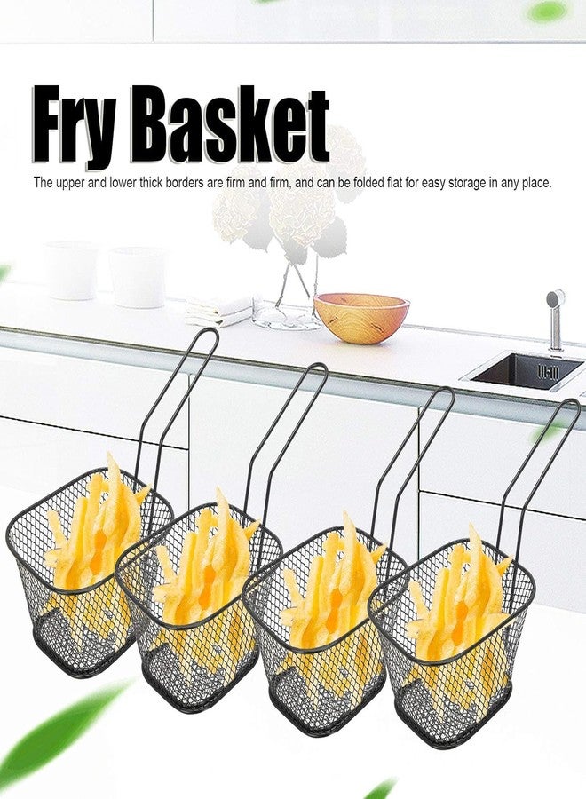 Dayish Stainless Steel French Fries Basket, Potatoes Chips & Chicken Mini Square Fried Mesh Food Stainer, Suitable for Kitchen Restaurant Party Barbecue Strainer Baskets - Black(5 Pieces) - Image 2