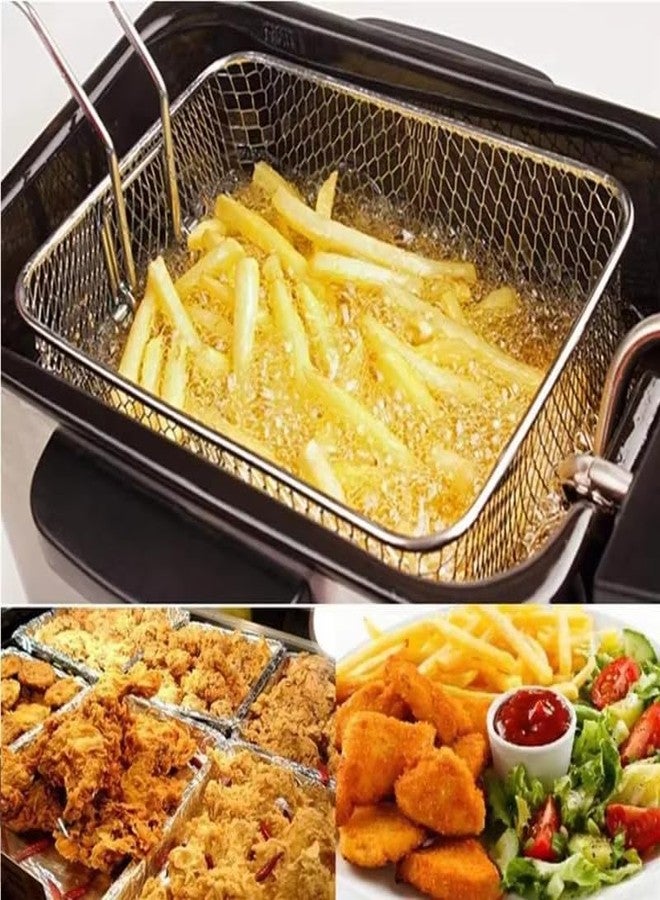 Dayish Stainless Steel French Fries Basket, Potatoes Chips & Chicken Mini Square Fried Mesh Food Stainer, Suitable for Kitchen Restaurant Party Barbecue Strainer Baskets - Black(5 Pieces) - Image 4