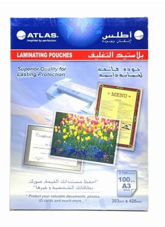 ATLAS 100-Piece A3 Size Lamination Pouch Clear 