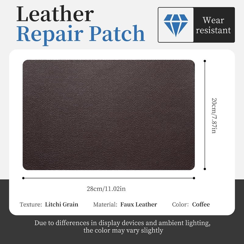 Fadoub Leather Repair Patch Tape Self-Adhesive, 8x11In Heavy Duty Vinyl Patch, Leather Repair Kit for Furniture, Sofa, Couch, Office Chair, Car Seat, Car Interior(Coffee) - Image 2