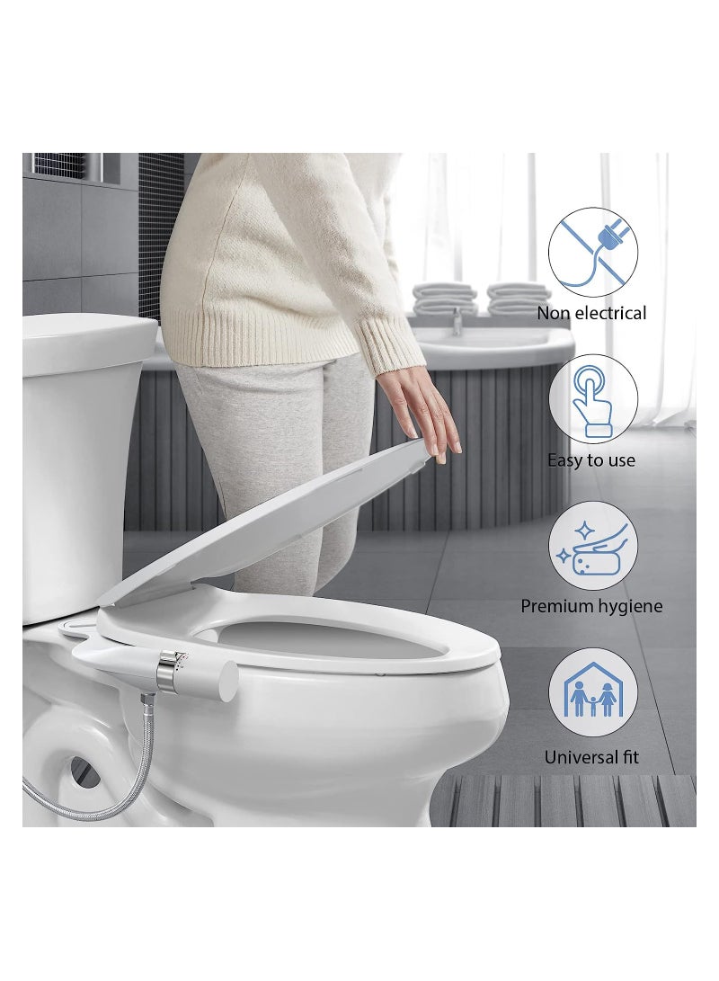 Excefore ملحق بيديه فائق النحافة للمرحاض فوهتين (غسيل نسائي/خلفي) بيديهات صحية للمرحاض القائم، ضغط ماء قابل للتعديل رشاش ماء بارد بيديه بمخرج فولاذي مقوى - Image 2