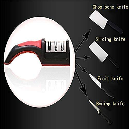 GKG GKG Professional Knife Sharpener Tool 3 Stages Sharpener with Handle Chefs Knives Kitchen Accessories to Restore NonSerrated Knife Blades Quickly Safely Multicolor Pack of 1  - Image 4