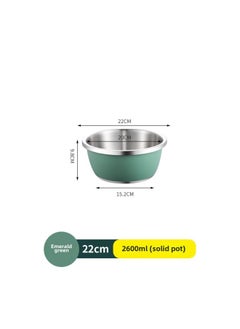 304 Stainless Steel Colorful Cooking Basin With Lid Salad Basin Baking And Noodle Egg Bowl Baby Washing Bottle Draining Basin-规格:304料理盆-22CM-翡翠绿-颜色:默认项