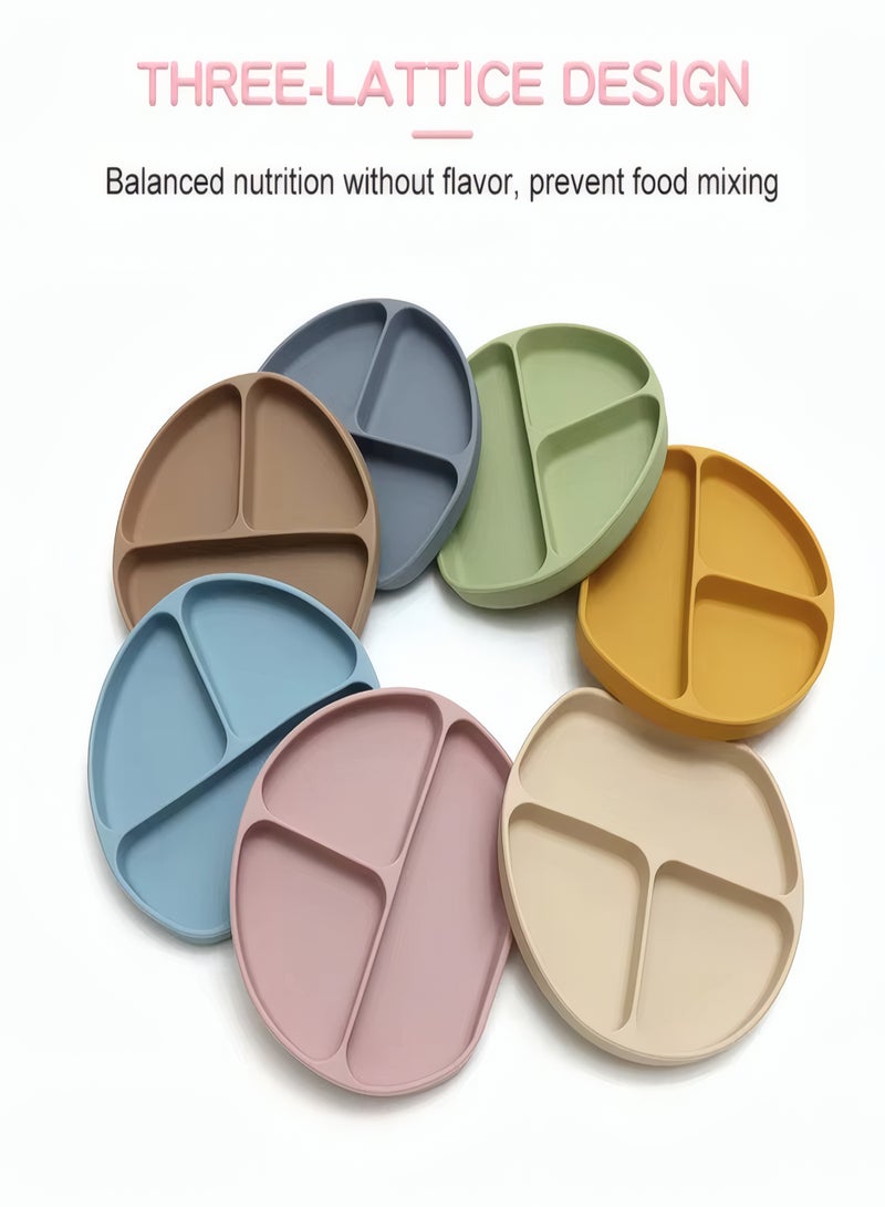 Silicone Baby Feeding Set Of 5 Pieces  With Suction，Baby Led Weaning Supplies with Suction Bowl and Divided Plate,  Baby Eating Utensils, Toddler Feeding Supplies - Image 3