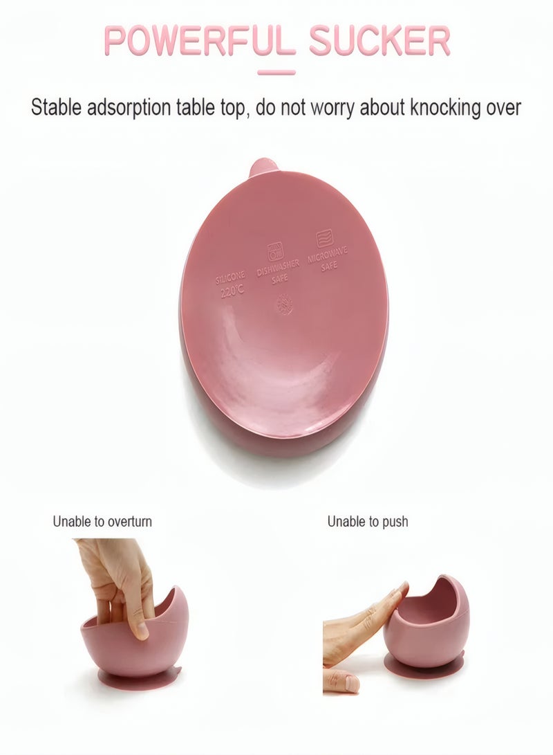 Silicone Baby Feeding Set Of 5 Pieces  With Suction，Baby Led Weaning Supplies with Suction Bowl and Divided Plate,  Baby Eating Utensils, Toddler Feeding Supplies - Image 5