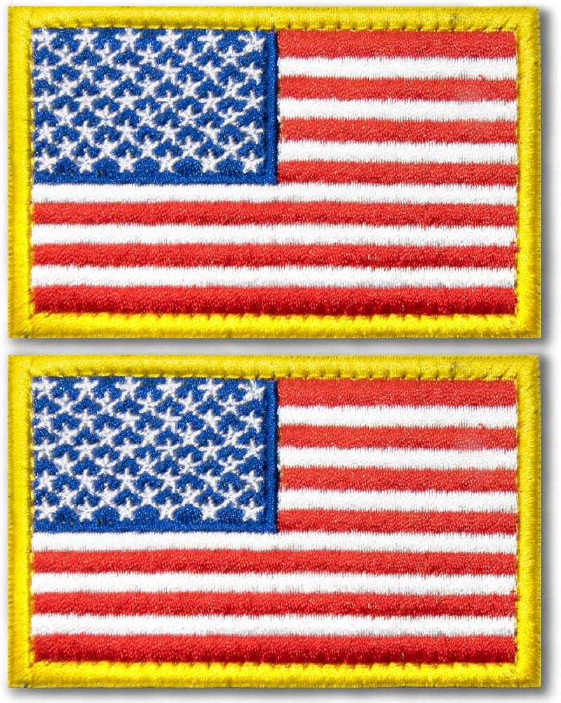 Anley Tactical USA Flag Embroidered Patches 2 Pack  2x 3 American US Flag Military Uniform Sew On Emblem Patch  Loop  Hook Fasteners Attach to Tactical Hats Garment  Gears - Image 1