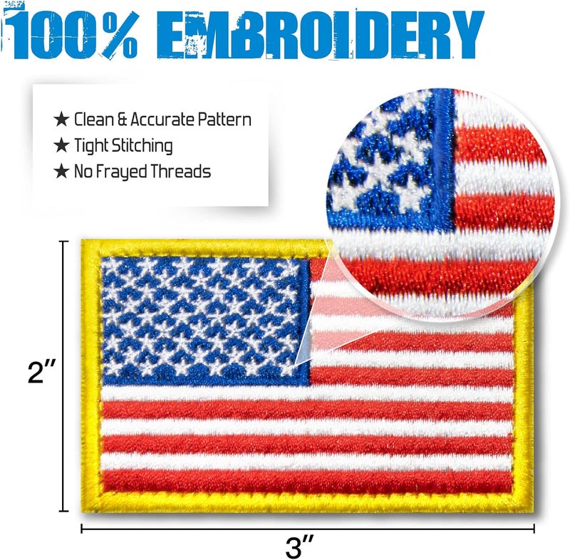 Anley Tactical USA Flag Embroidered Patches 2 Pack  2x 3 American US Flag Military Uniform Sew On Emblem Patch  Loop  Hook Fasteners Attach to Tactical Hats Garment  Gears - Image 2
