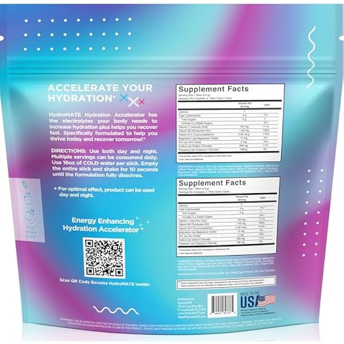 NatureWorks HydroMATE Electrolytes Powder No Sugar Cotton Candy - 16 Sticks Instant Hydration Packets with Vitamin C to Boost Energy - Sugar Free Electrolytes to Support Hydration on Keto Diet & Party Recovery - Image 4