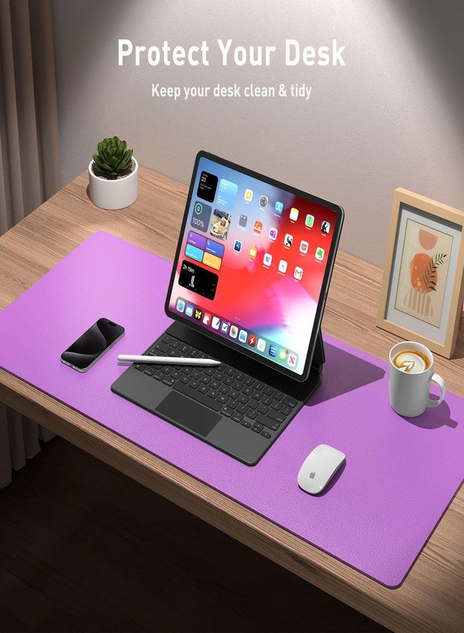 Aothia Leather Desk Pad Protector, Mouse Pad, Office Desk Mat, Non-Slip PU Leather Desk Blotter, Laptop Desk Pad, Waterproof Desk Writing Pad for Office and Home (31.5" x 15.7", Iris Violet) - Image 3