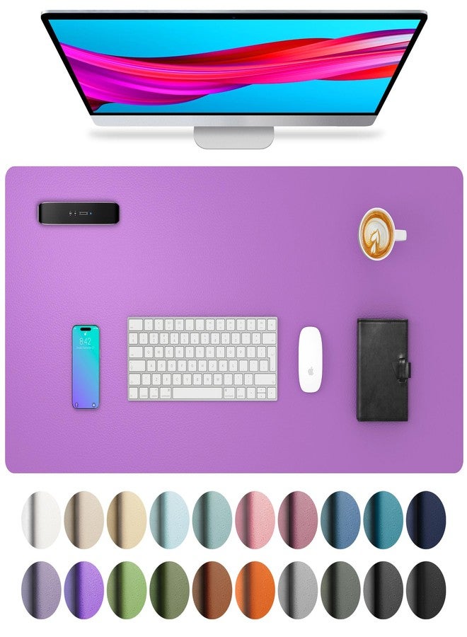 Aothia Leather Desk Pad Protector, Mouse Pad, Office Desk Mat, Non-Slip PU Leather Desk Blotter, Laptop Desk Pad, Waterproof Desk Writing Pad for Office and Home (31.5" x 15.7", Iris Violet) - Image 1