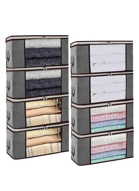 8-Piece Foldable Home Storage Bag Clothes Organizer and Clothes Protector Cover with Clear Window Sturdy Zipper and Reinforced Handle