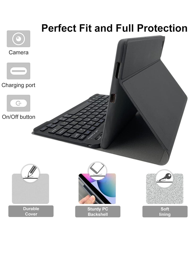 IAF Keyboard Case for Samsung Galaxy Tab S6 Lite 10.4'' (SM-P610/P615/P613/P619, 2020/2022) | Business Leather Folio Cover with Detachable Magnetic Bluetooth Keyboard & S-Pen Holder (Black)  - Image 3