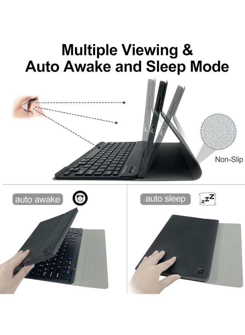 IAF Keyboard Case for Samsung Galaxy Tab S6 Lite 10.4'' (SM-P610/P615/P613/P619, 2020/2022) | Business Leather Folio Cover with Detachable Magnetic Bluetooth Keyboard & S-Pen Holder (Black)  - Image 5