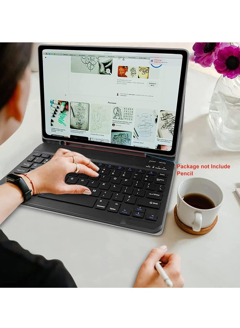 IAF Keyboard Case for Samsung Galaxy Tab S6 Lite 10.4'' (SM-P610/P615/P613/P619, 2020/2022) | Business Leather Folio Cover with Detachable Magnetic Bluetooth Keyboard & S-Pen Holder (Black)  - Image 4