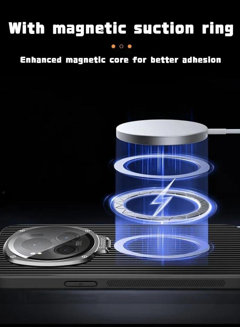 general Case Compatible with Honor Magic 6 Pro Cover Ultra Slim Matte Mounts Phone Case,Corrugated bracket Honor Magic 6 Pro lens full package anti drop case - Image 4