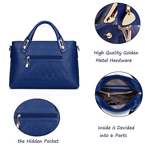 FiveloveTwo Women 4 Pcs Top Handle Satchel Hobo Handbag Set Large Tote +Purse +Shoulder Bag+Card Holder Purple - Image 5