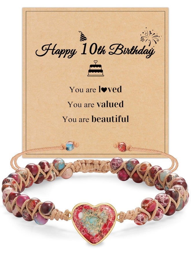 Sistble 10 Year Old Birthday Gifts, Gifts for 10 Year Old Daughter Birthday Gift for Granddaughter Niece 10th Birthday Bracelets Jasper Bead Bracelet Teen Girls Trendy Stuff Handmade Braided Jewelry - Image 1