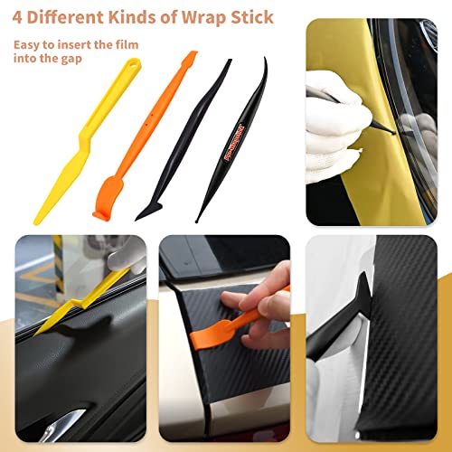 Gomake Vinyl Wrap Tool kit Window Tinting Tools Car Wrap Kit Wallpaper Smoothing Tool Window Tint Installation Kit with Felt Squeegee, Wrap Stick Squeegee,9mm Utility Knife for Car Wrapping - Image 2