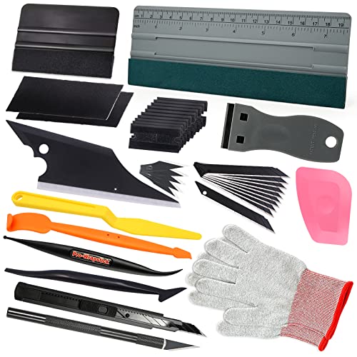 Gomake Vinyl Wrap Tool kit Window Tinting Tools Car Wrap Kit Wallpaper Smoothing Tool Window Tint Installation Kit with Felt Squeegee, Wrap Stick Squeegee,9mm Utility Knife for Car Wrapping - Image 1