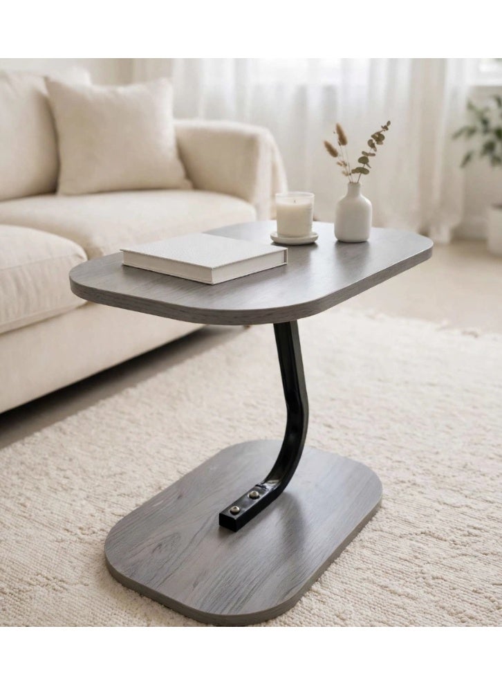 Modern Small Side Table for Coffee and Laptop – Gray × Black Wooden Side Table for Living Room and Salon, Contemporary Space-Saving Design - Image 1