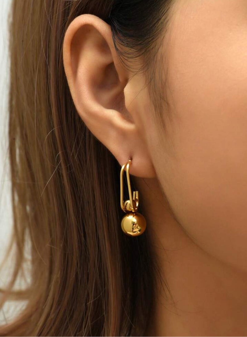 إيكوال حلق اذن نسائي بتصميم عصري وأنيق من الاستانلس ستيل مطلي باللون الذهبي - Image 1