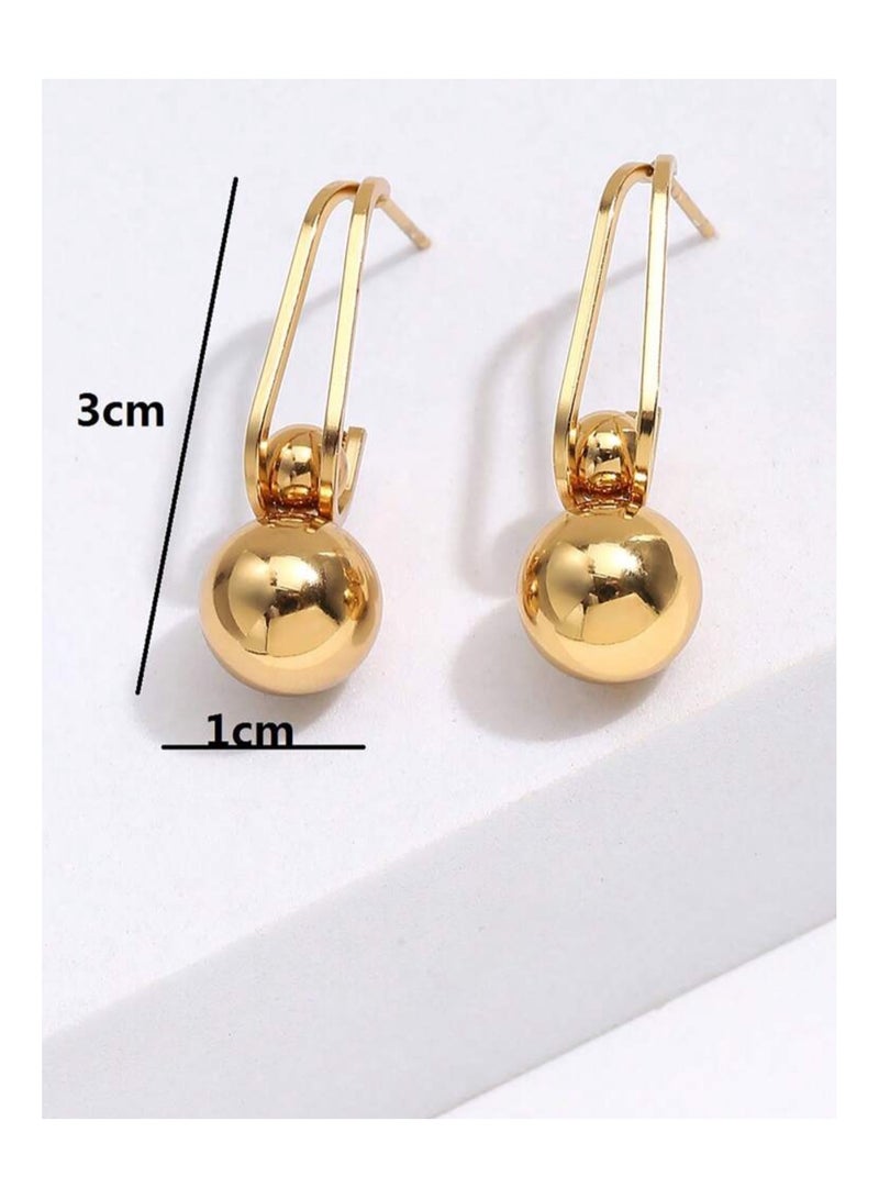 إيكوال حلق اذن نسائي بتصميم عصري وأنيق من الاستانلس ستيل مطلي باللون الذهبي - Image 5