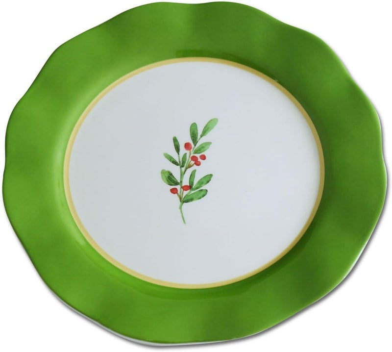 Beatriz Ball VIDA Holly 11 Dinner Plate Set of 4 Green and White - Image 1