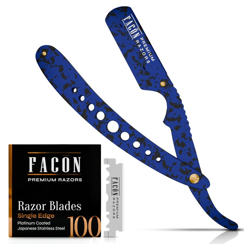 FACON Facón Straight Razors for Men - Professional Barber Straight Edge Razor Kit with 100 Blades, Classic Stainless Steel Barbero Shaver for a Smooth & Precise Shave, Premium Barber Razor for Men's Shaving - Image 1