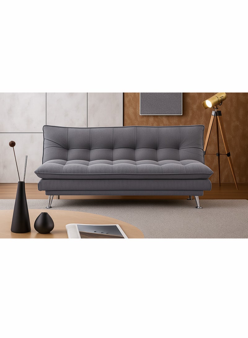 KUSTOMDECO Convertible Sofa Bed with Adjustable Backrest – Tufted Grey Fabric Futon Couch Sleeper for Living Room & Guest Room – Modern Recliner Sofa - Image 1