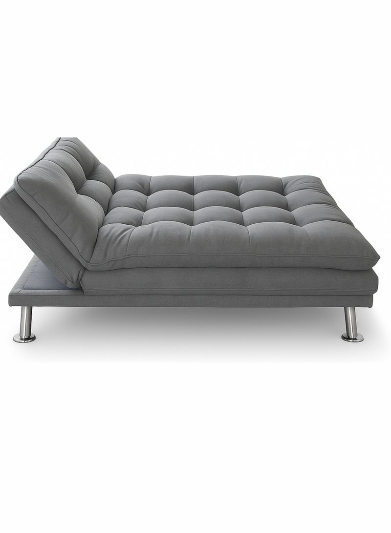 KUSTOMDECO Convertible Sofa Bed with Adjustable Backrest – Tufted Grey Fabric Futon Couch Sleeper for Living Room & Guest Room – Modern Recliner Sofa - Image 4