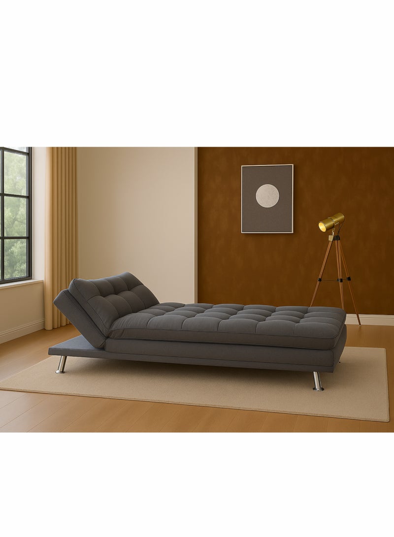 KUSTOMDECO Convertible Sofa Bed with Adjustable Backrest – Tufted Grey Fabric Futon Couch Sleeper for Living Room & Guest Room – Modern Recliner Sofa - Image 2