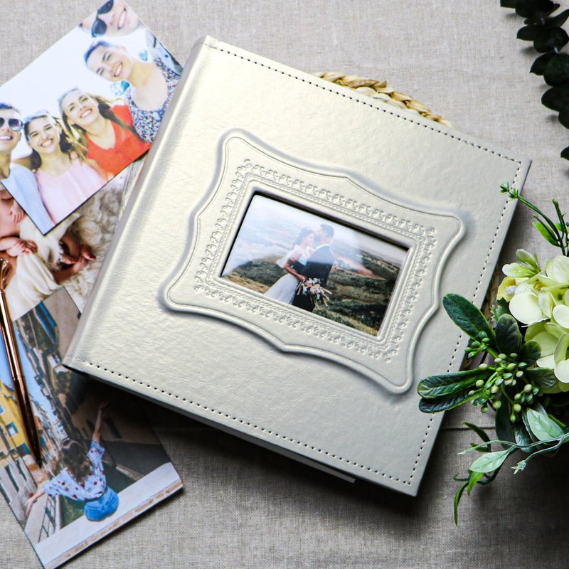 Holoary Photo Album 4x6, 200 Photos PU Leather Vintage Picture Album for Family Wedding Anniversary Baby Vacation (Pearl Color) - Image 2