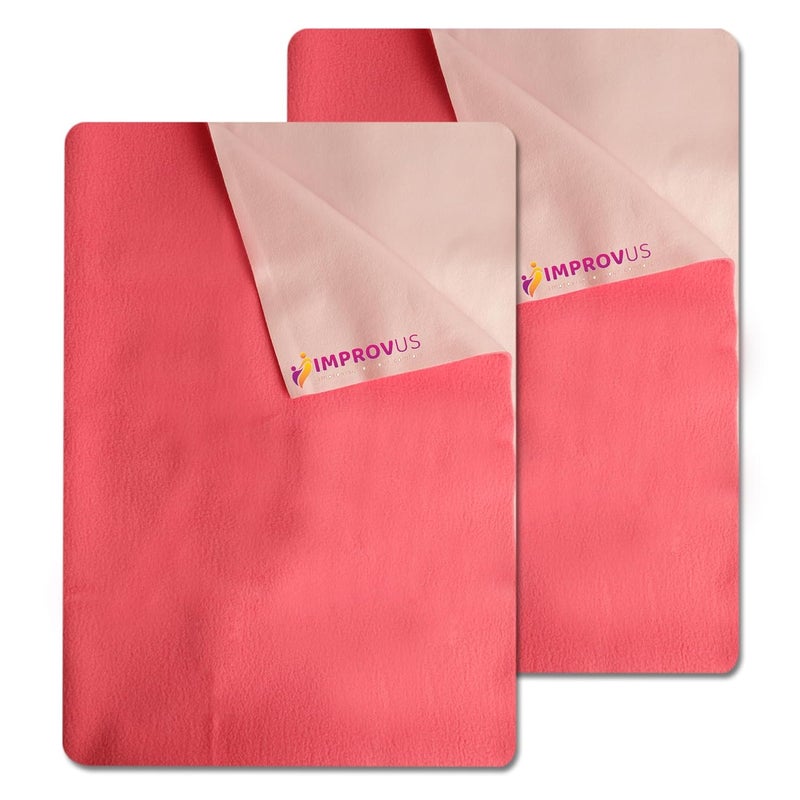 IMPROVUS Instadry AntiPiling Fleece Extra Absorbent Quick Dry Sheet for New Born Babies Cotton Bed Protector Mattress Reusable Waterproof Baby Cot Sheet for Toddler Infant Pink Pack of 2 - Image 1