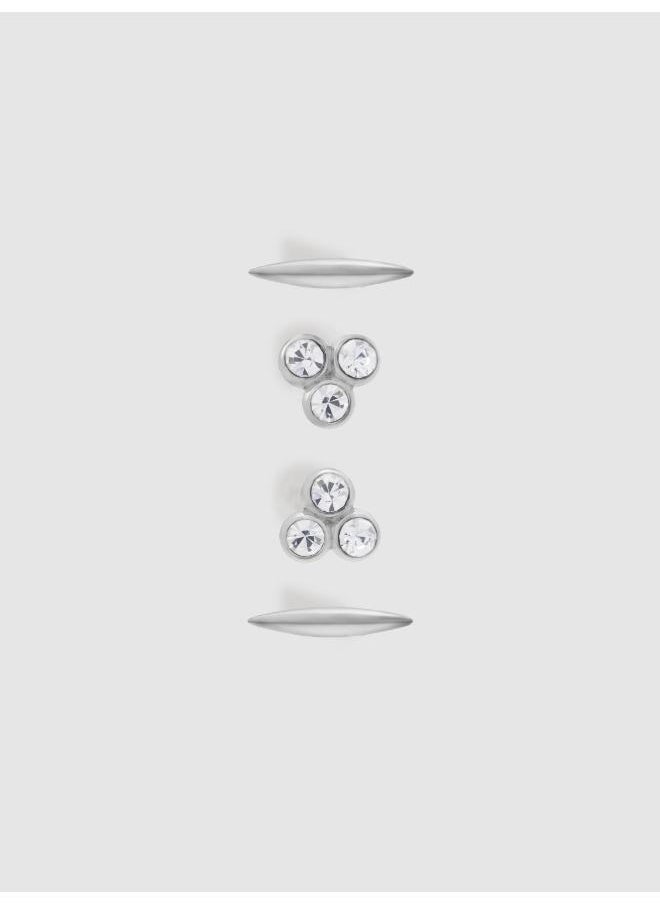 REISS - Mira: Micro Crystal Cluster & Bar Earrings Set - Image 1