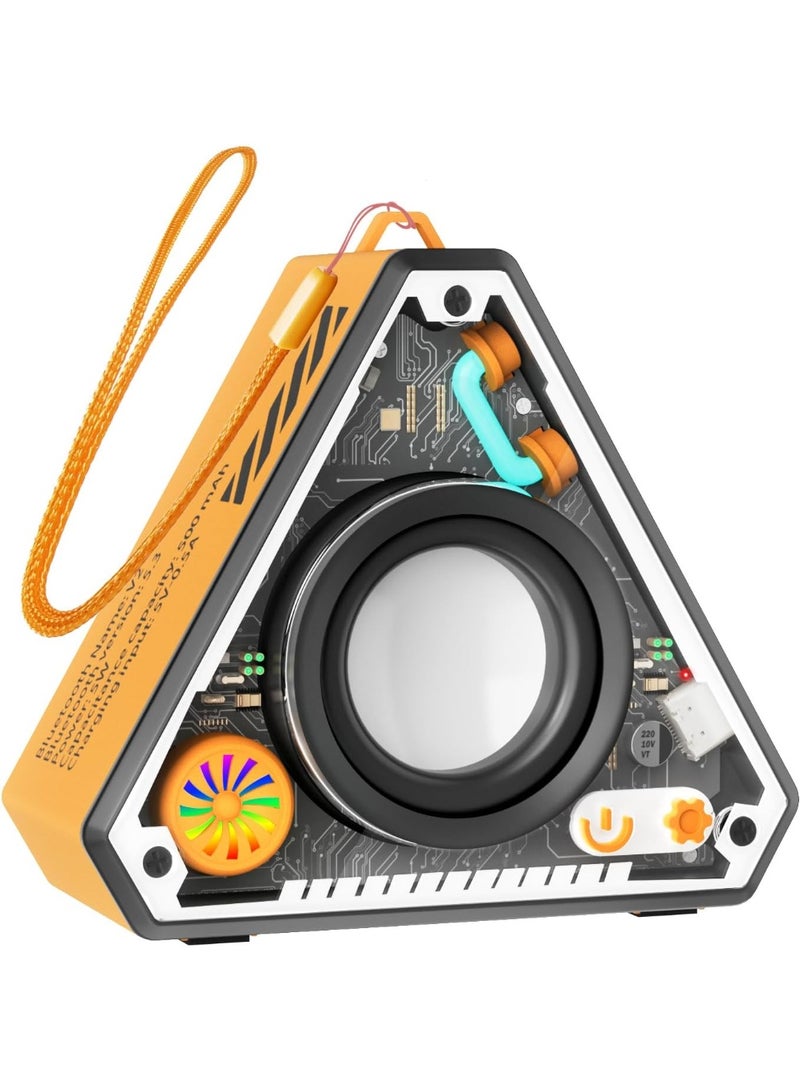 Mini Portable Bluetooth Speaker with LED Light and Carrying Lanyard - 360° Surround Sound, TWS Pairing, Clear Fashion Design - Perfect for Travel, Outdoor Activities, Home, Women, Girls, Boys Orange - Image 1