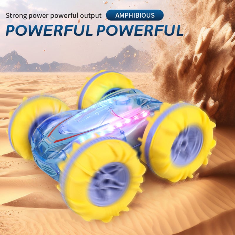 Remote Control Car, 2.4 GHz 4WD Amphibious Waterproof Stunt Car Gesture Sensing Remote Control Boat All Terrain Land Water Boat with Cool Lights 2 Batteries Gifts for Kids Boys Girls - Image 3