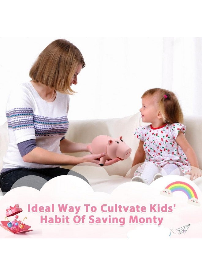 PHOCAS Hamm Piggy Bank Unbreakable Cute Pink Pig Money Bank Plastic Saving Coin Bank for Kids Christmas Birthday Gift - Image 2
