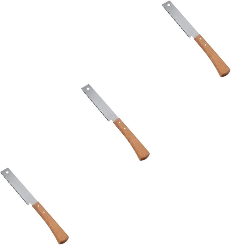 3 Pack Fine Tooth Hand Saw With Beech Handle For Woodworking Pruning And Trimming - Image 1