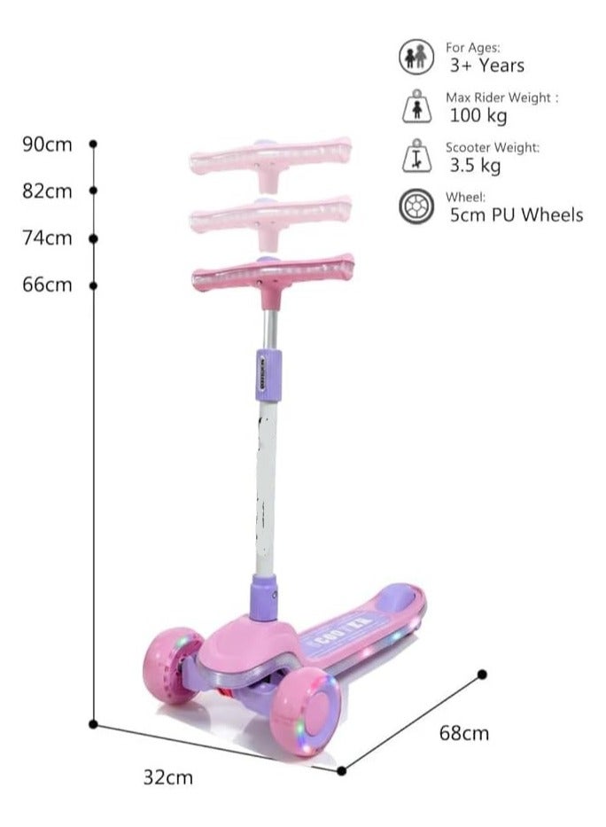 واي نوت سكوتر أطفال Whynot بعجلات LED مضيئة – قابل للطي بارتفاع قابل للتعديل – نظام ميل للتوجيه – مناسب من 3 سنوات فما فوق - Image 2
