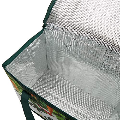 Bekith 4 Pack Insulated Reusable Grocery Bag, Large Shopping Tote with Zippered Top for Hot and Cold Food Transport, Wine Tote, Drinks Carrier, Stands Upright, Collapsible - Image 5