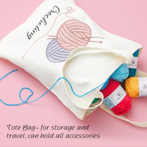 INSCRAFT Crochet Kit for Beginners Adults, 18 Large Acrylic Yarn Skeins 1800 Yards Yarn, 105 PCS Crochet Kit with Hooks Yarn Set,Includes Canvas Tote Bag, Ideal Starter Pack for Kids Professionals - Image 3