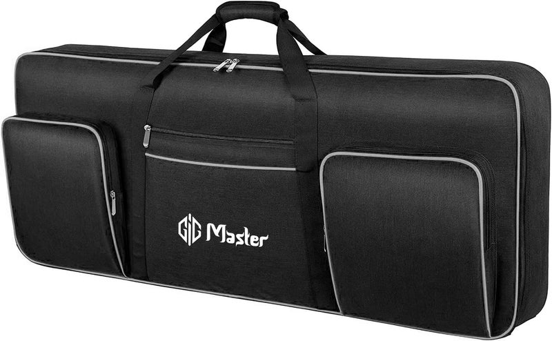 GIG Master حقيبة/غطاء/حافظة لوحة مفاتيح مبطنة بشكل كثيف للياماها PSR-E453، E463، I425، I455، I300، I400، I500، لوحة مفاتيح 61 مفتاح مع غطاء شفاف ضد الغبار و جيب مزدوج (أسود ورمادي) - Image 2