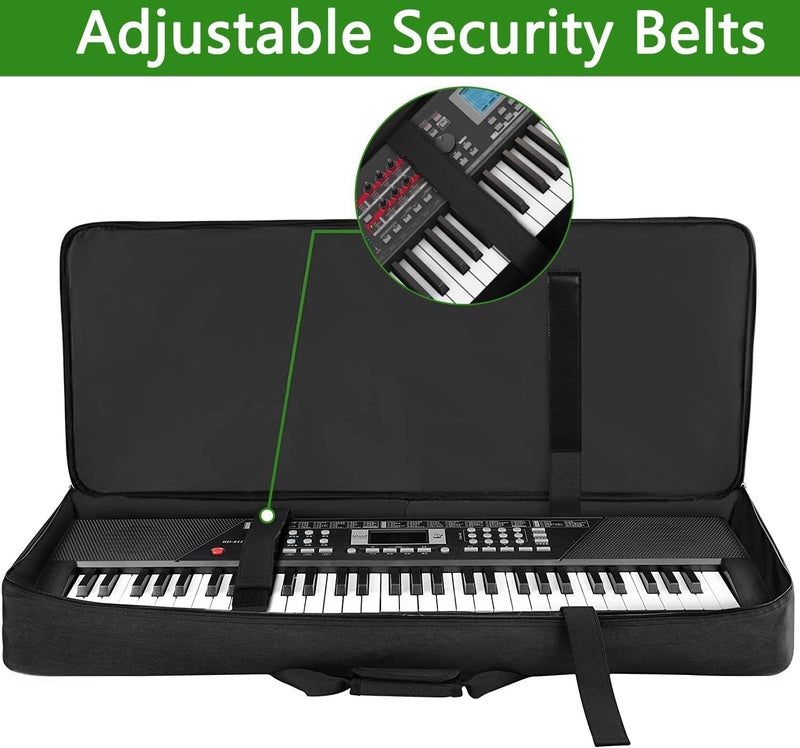 GIG Master حقيبة/غطاء/حافظة لوحة مفاتيح مبطنة بشكل كثيف للياماها PSR-E453، E463، I425، I455، I300، I400، I500، لوحة مفاتيح 61 مفتاح مع غطاء شفاف ضد الغبار و جيب مزدوج (أسود ورمادي) - Image 4