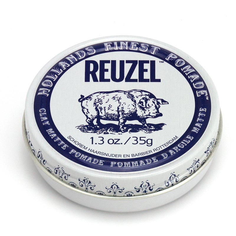 Reuzel بومادة طين مات من رويزل، تثبيت متوسط طوال اليوم، قابلة للذوبان في الماء، لمسة نهائية غير لامعة وخالية من القشور، سهلة الغسل، لجميع أنواع الشعر - Image 1