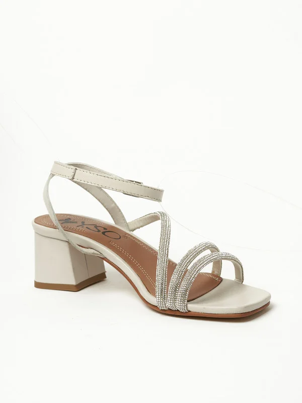 Y.so Y.SO Ladies Mid Heel Sandals White | Made In India