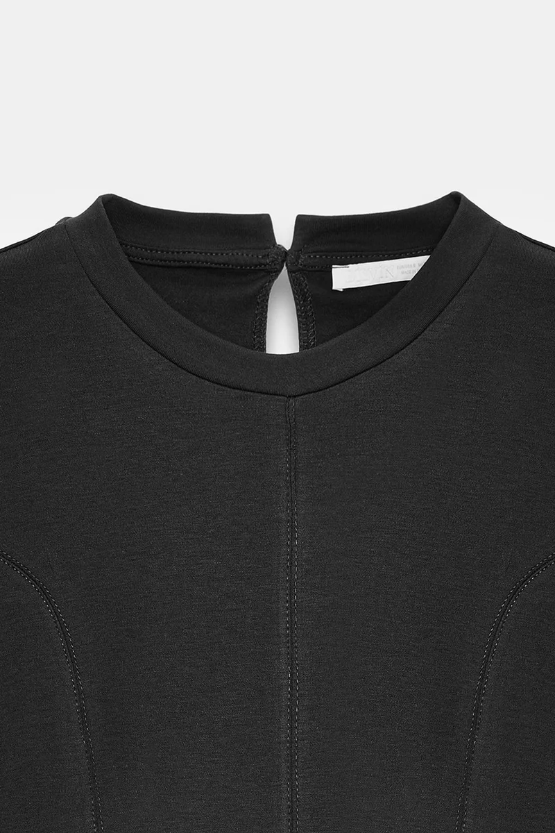 Dilvin Black DILVIN Fitted Cotton Poplin Cut-out Shell Top for Women | Best Price UAE
