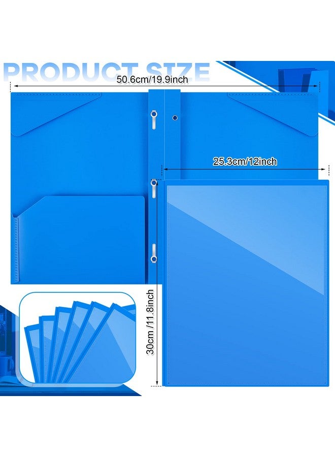 Henoyso 36 Pcs Plastic Folder With Clear Front Pocket And 3 Prong Plastic Folders With Card Slot Pocket Folders With Prongs For School Office (Blue) - Image 2