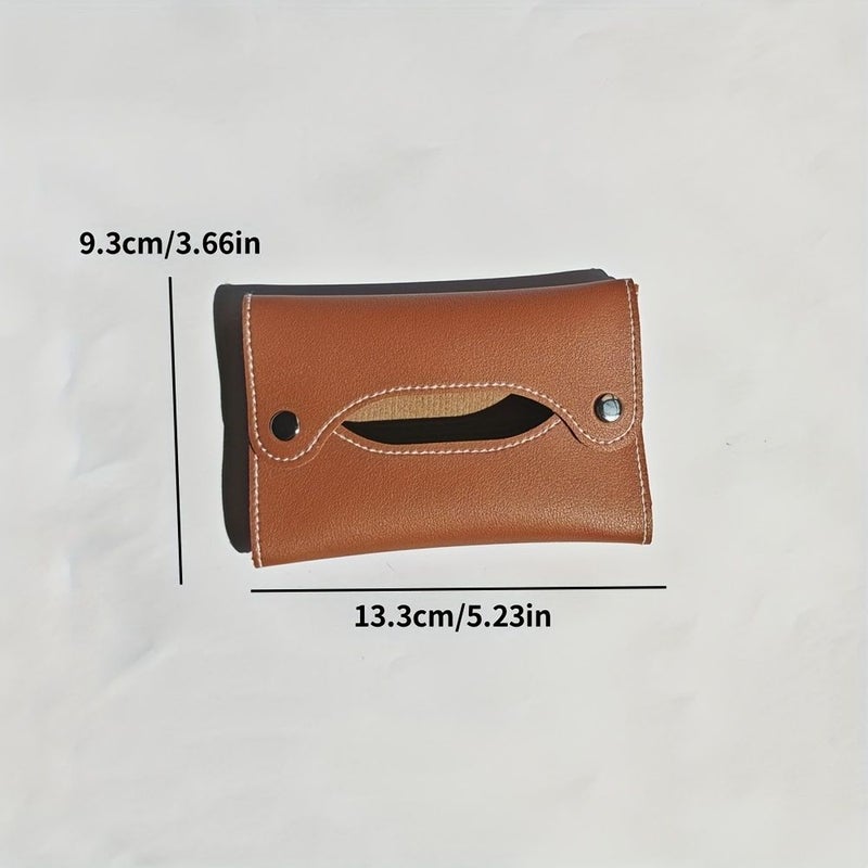 PU Leather Compact Tissue Storage Bag Dark Blue for Travel Home Daily Bag in Bag Storage - Image 4