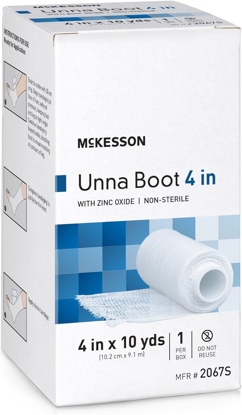 McKesson Unna Boot with Zinc Oxide White 4 in x 10 yd 12 Rolls Individually Packaged Soft Cast Provides Customized Compression 2067S - Image 1
