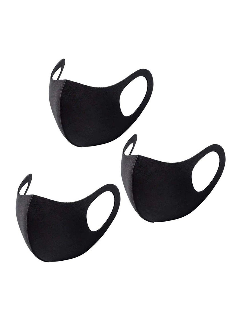 Generic (3PCS) Pack Black Face Mask Washable 3 Layer,Soft Material Breathable Mouth Covering Face Mask Men Women Reusable Mask  - Image 2
